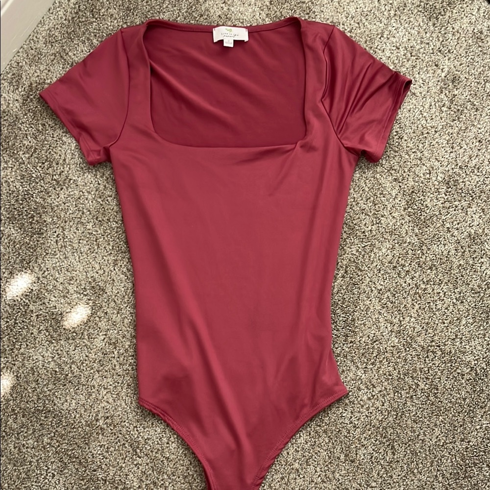 Square Neck Bodysuit in Deep Pink
